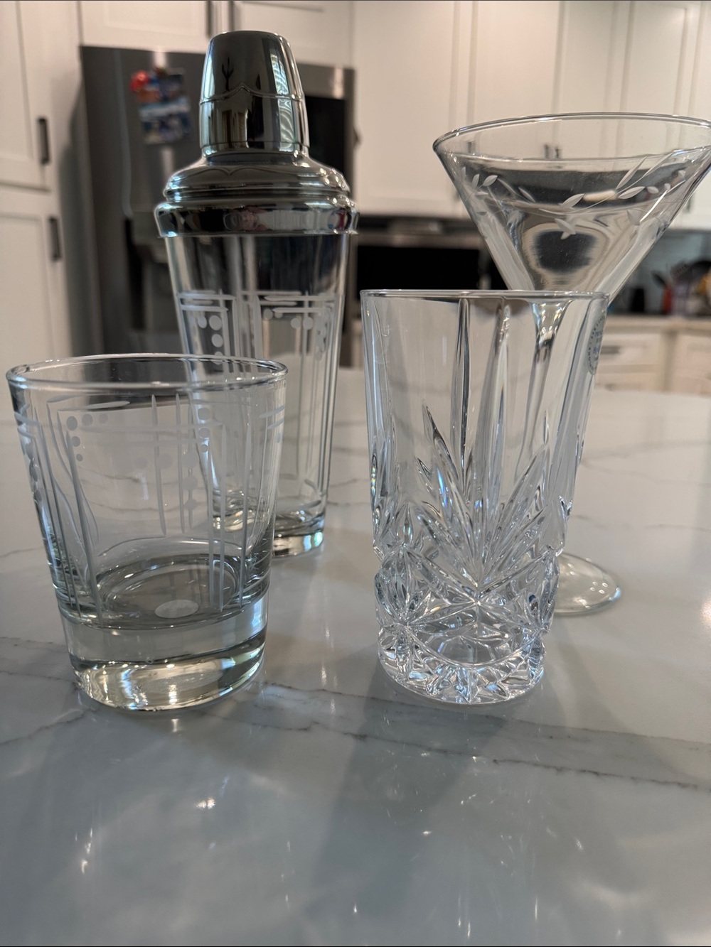 Princess House Cut Crystal and Etched Glass Barware Set - Clear